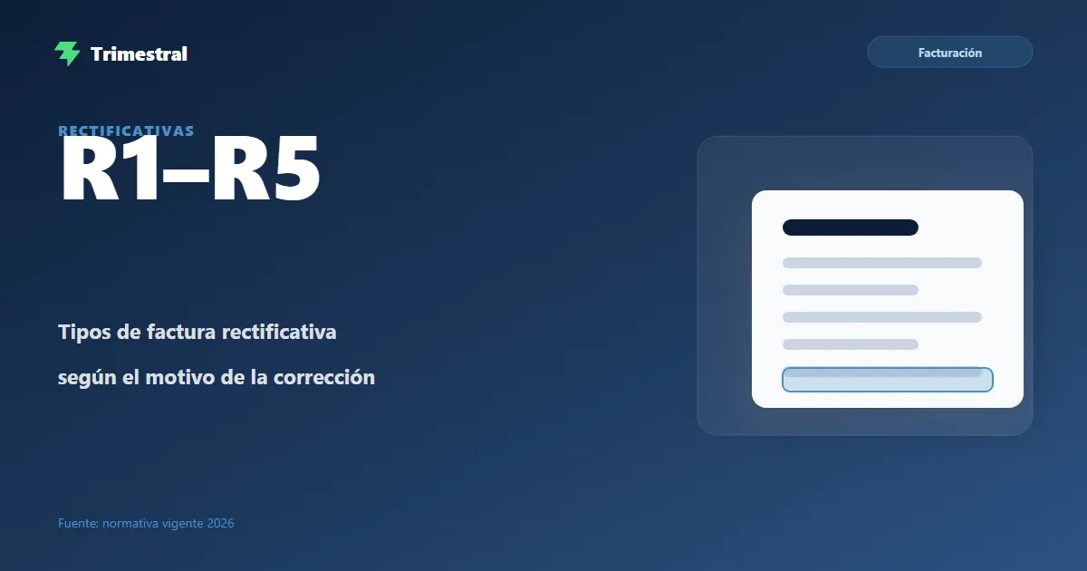 Tipos de factura rectificativa R1 a R5 explicados